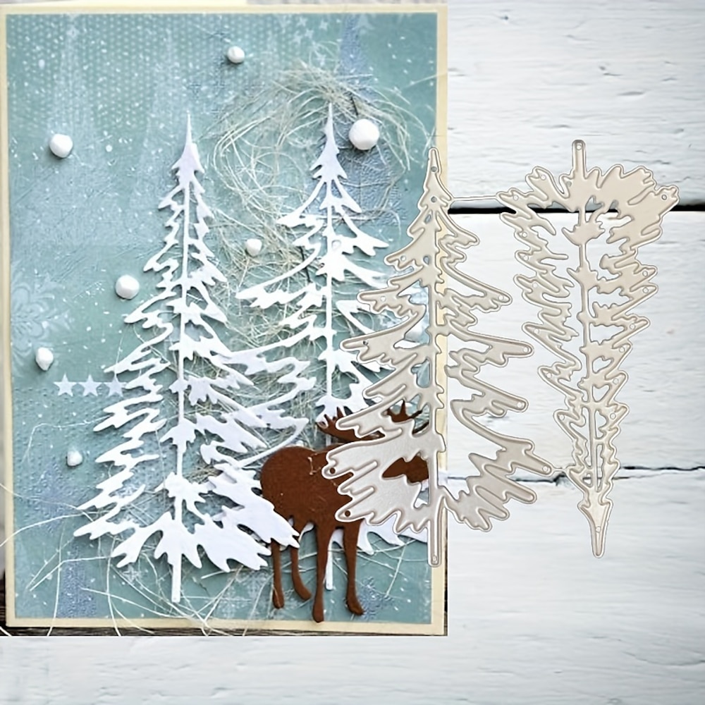 1 x Frohe Weihnachten, Metall-Stanzformen, Schablonen, Schneeflocken, Baum, Sammelalbum, Papierkarte, Prägeverfahren für die Kartenherstellung, Scrapbooking, DIY-Karten, Fotoalbum, Basteldekorationen Lightinthebox