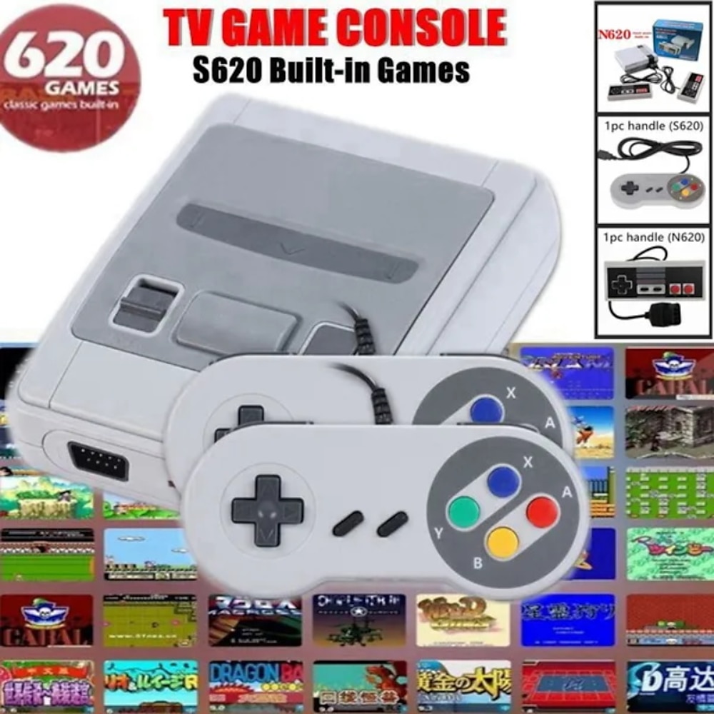 Integrierte 620-Spiele-Mini-TV-Spielekonsole, 8-Bit-Retro-Klassiker-Handheld-Gaming-Player, AV/HDMI-Ausgang, Videospielkonsole, Spielzeug, Weihnachtsgeburtstagsgeschenke für Freunde und Kinder Lightinthebox