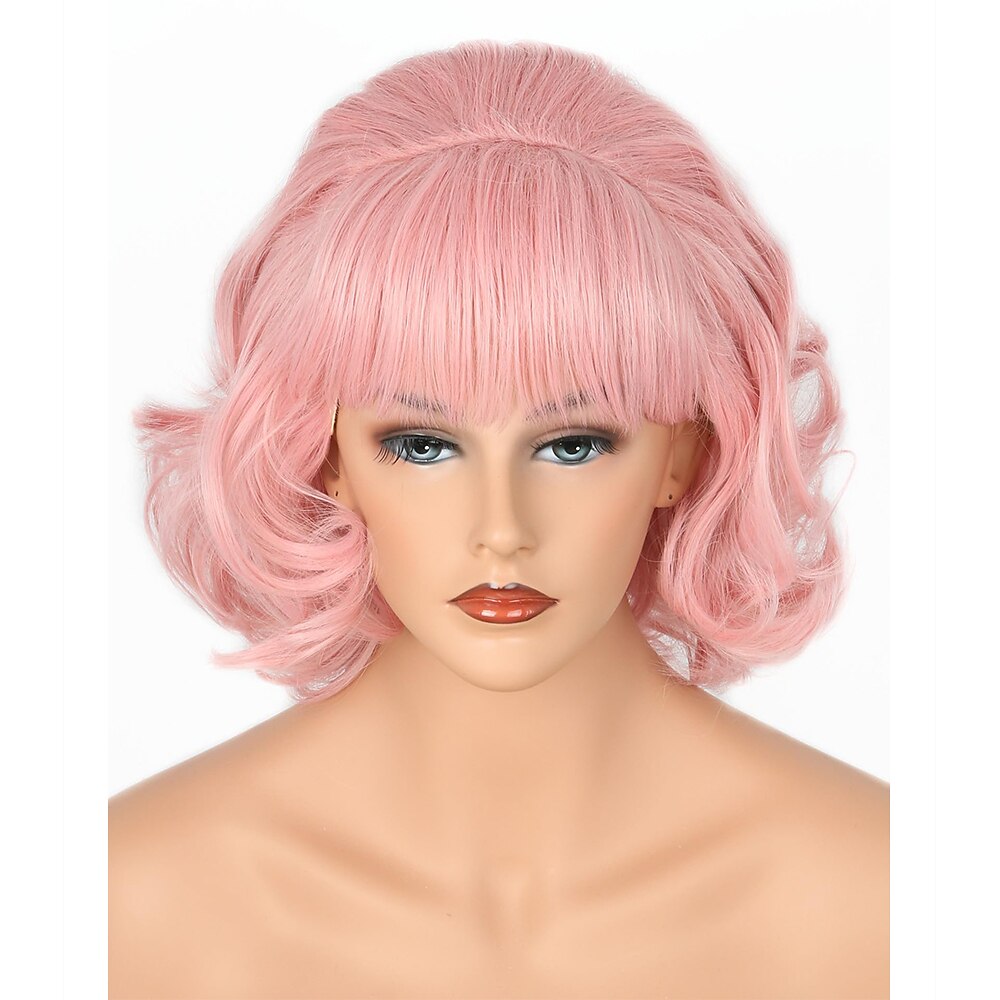 Grease Frenchy Perücke 50er Jahre Perücke für rosa Damen Vintage Wabenform Bob Lockenperücke Karnevalsperücken Lightinthebox