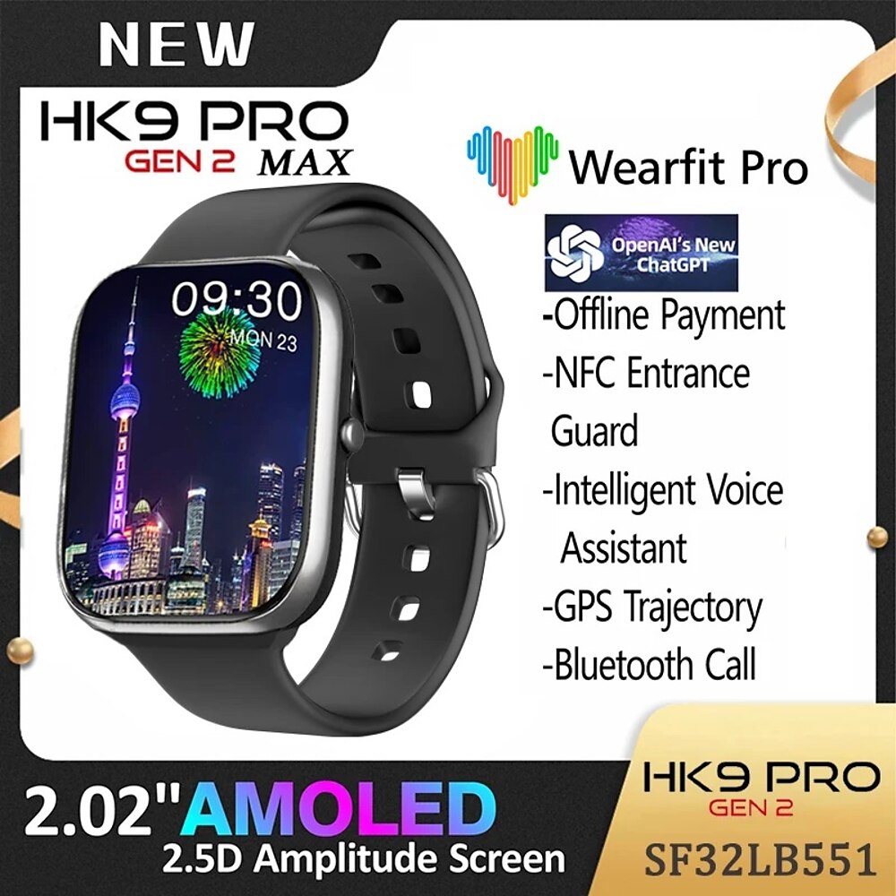 HK9 PRO MAX Smartwatch 2.02 Zoll Smartwatch Fitnessuhr Bluetooth EKG PPG Schrittzähler Anruferinnerung Kompatibel mit Android iOS Damen Herren Langer Standby Freisprechanlage Wasserdicht IP68 40mm Lightinthebox