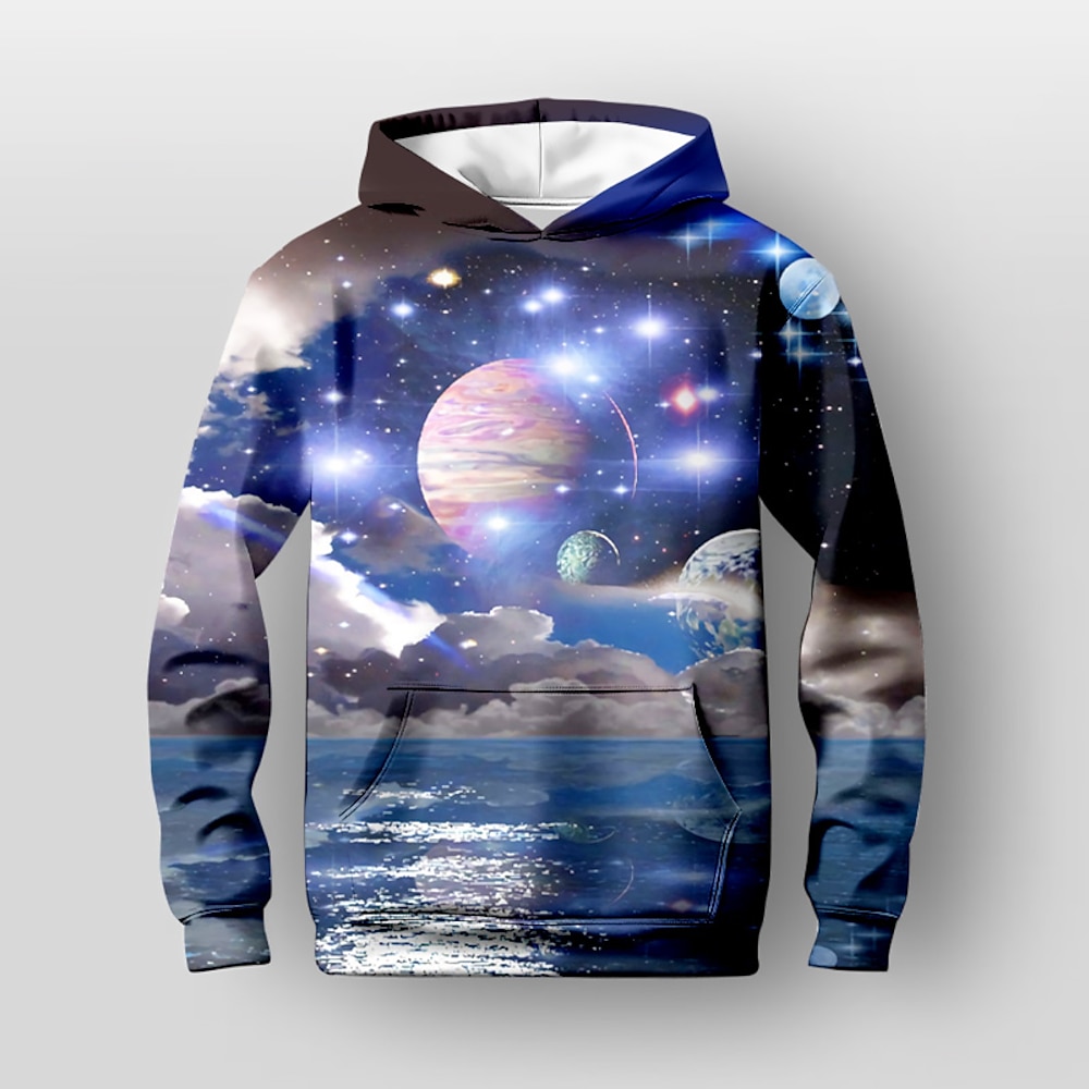 Jungen 3D Galaxis Raum Kapuzenshirt Langarm 3D-Druck Herbst Aktiv kinderkleidung 4-12 Jahre Regular Fit Lightinthebox