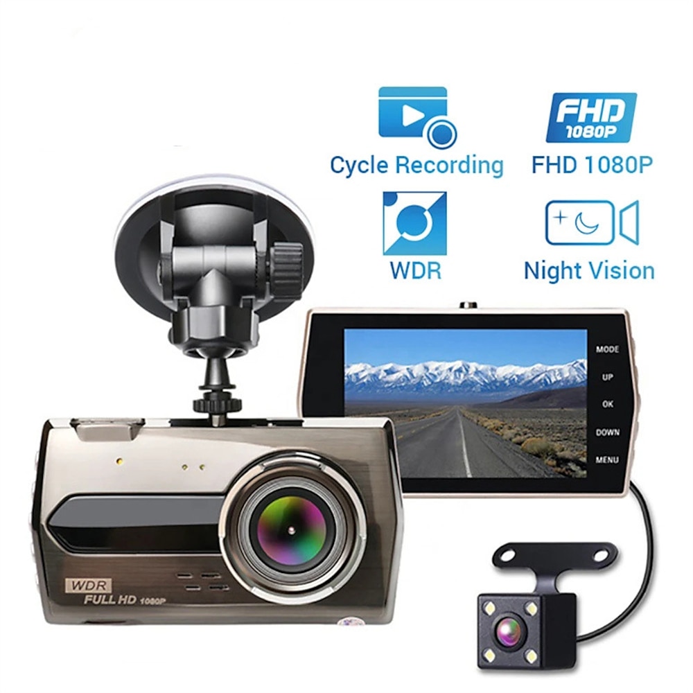 1080p Neues Design / Full HD / mit Rückfahrkamera Auto dvr 170 Grad Weiter Winkel 4 Zoll Autokamera mit Nachtsicht / Parkmodus / Bewegungsmelder Auto-Recorder Lightinthebox