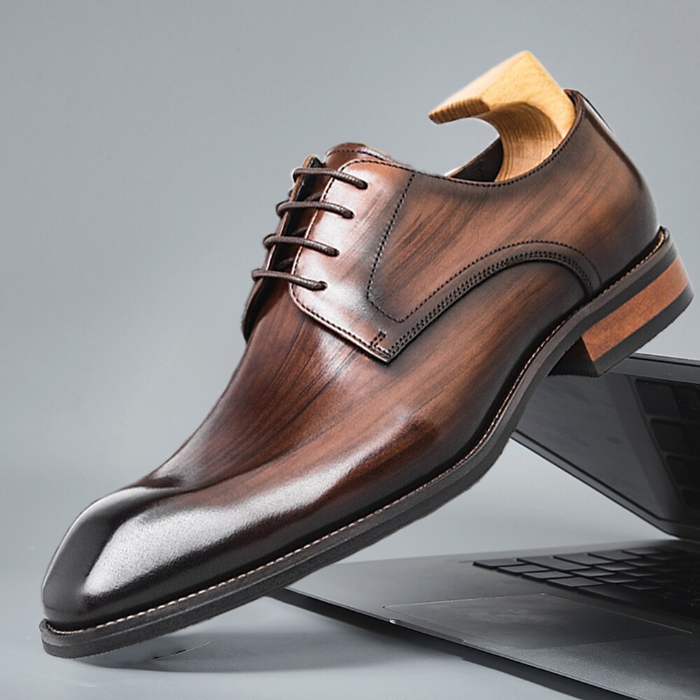 Herren Outdoor Derby-Schuhe Retro Formale Schuhe Wanderschuhe Brautkleider schlicht Weihnachten Täglich Leder Komfortabel Stiefeletten / Stiefeletten Halbschuhe Schwarz Braun Frühling Herbst Lightinthebox