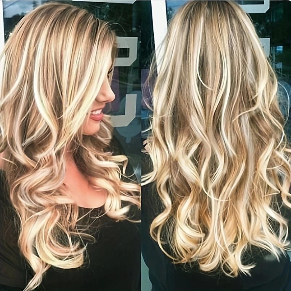 Synthetische Perücken Locken Mittelteil Perücke Blond Lang A1 A3 A4 Synthetische Haare Damen Modisches Design Weich Natürlich Lila Dunkelgrau Blond Lightinthebox