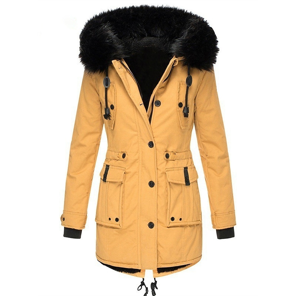 Damen Winterjacke Windundurchlässig warm halten Outdoor Strasse Freizeitskleidung Ausgehen Zip Taste Tasche Kordelzug Reisverschluss Kapuzenpullover Modisch Modern Brautkleider schlicht Streetstyle Lightinthebox