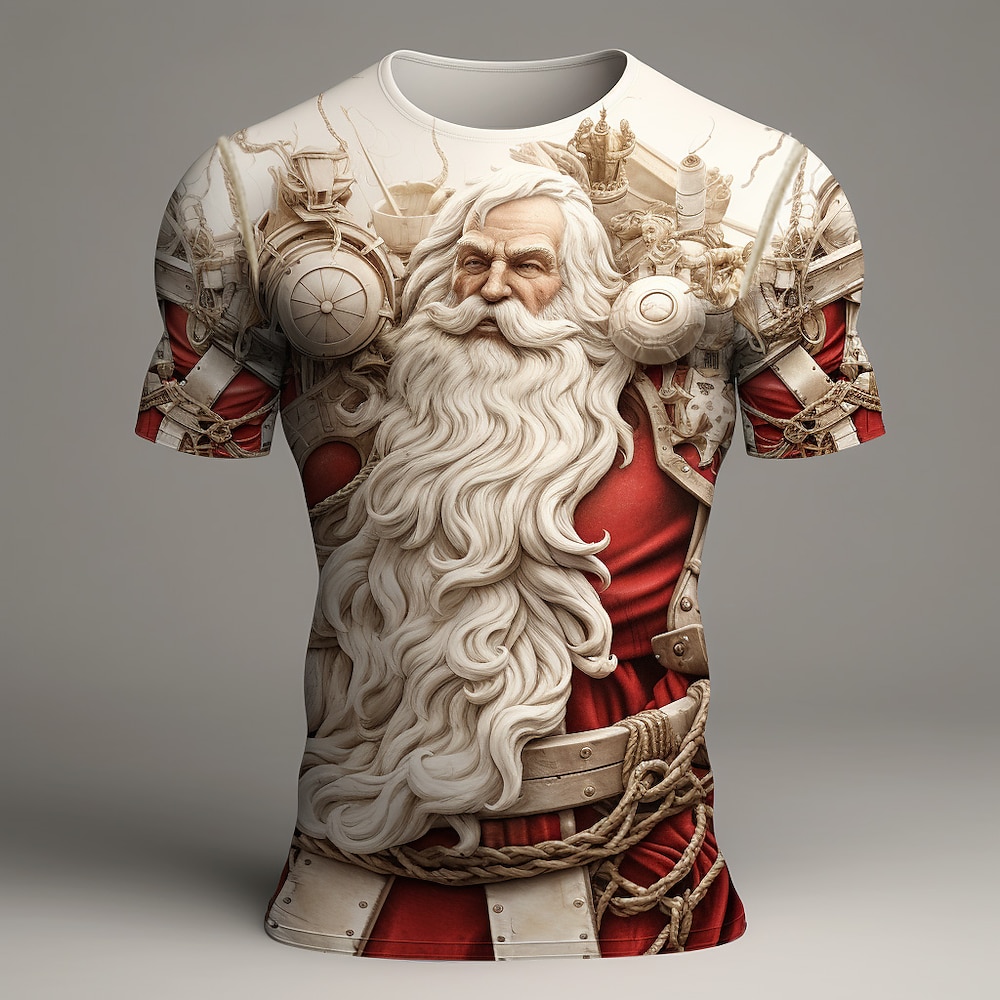 Weihnachten Herren Weihnachtsmann 3D T-Shirts Grafik Weihnachtsmann Alltag Designer Retro Vintage 3D Druck T-Shirt Sport Outdoor Urlaub Ausgehen Rot Grün Kurzarm Rundhals Frühlingamp;Sommer Kleidung Lightinthebox