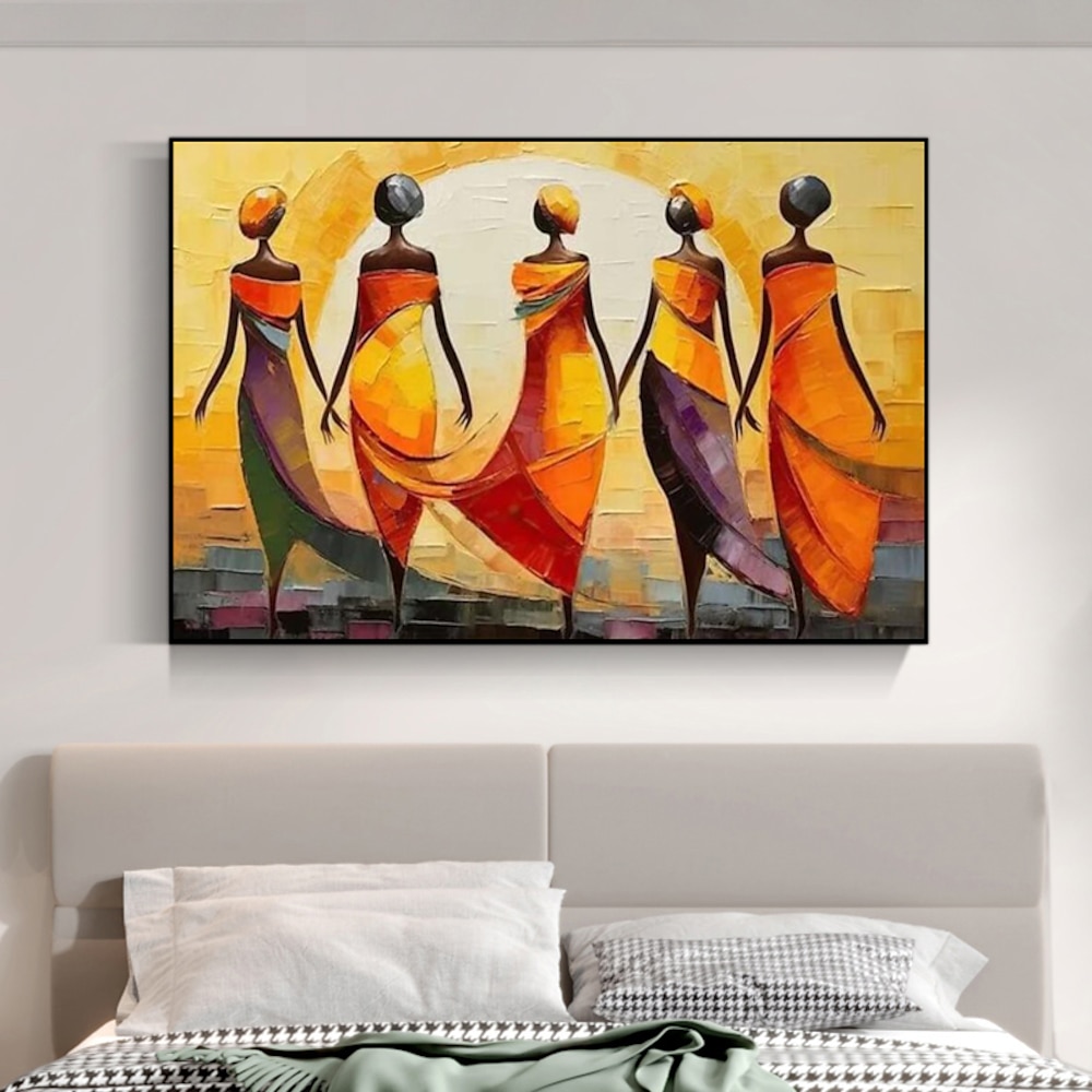 Afrikanisches Mädchen, Wandkunst, afrikanische Malerei, handbemalt, schwarze Frau, Wandkunst, Wohnzimmer, afrikanische Damen, Dekoration, Geschenk, gerollte Leinwand (kein Rahmen) Lightinthebox