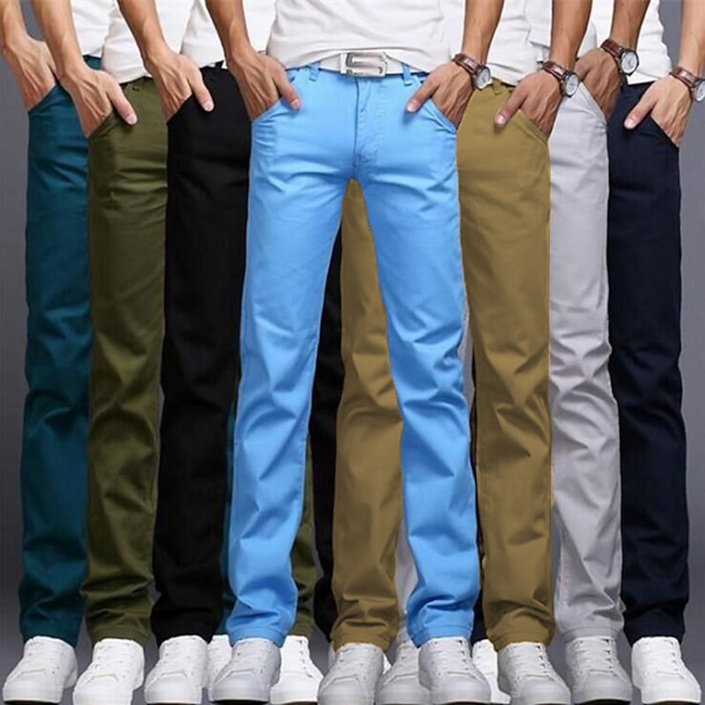 Herren Hose Hosen Chinesisch Chino Freizeithose Jogginghosen Vordertasche Glatt Komfort Atmungsaktiv Formal Geschäft Klassisch Smart Casual Weinrot Königliches Blau Lightinthebox