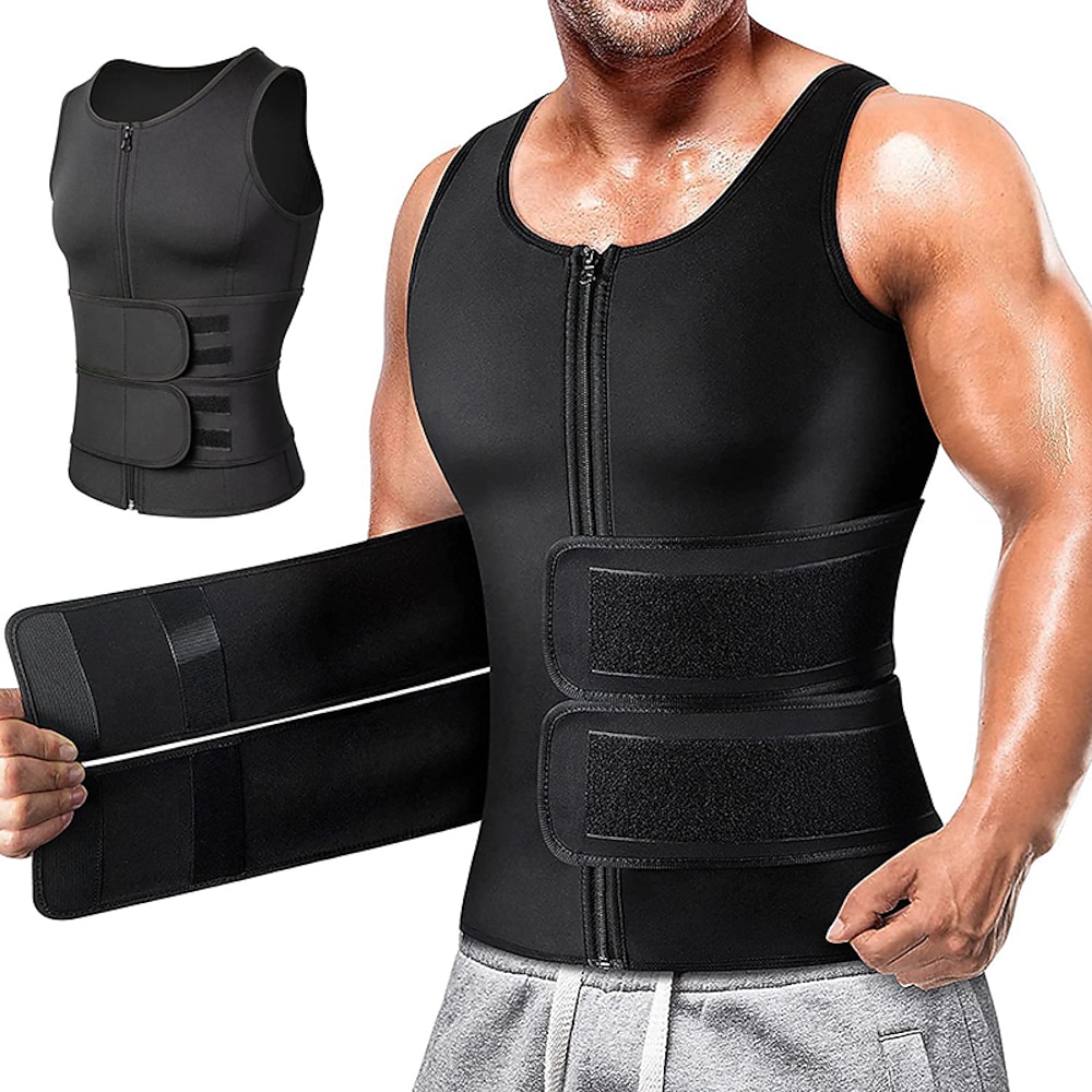 Herren Kompressionshemden Body Shaper Formwäsche Aktiver Panzer Rundhalsausschnitt Ärmellos Sport Natur Urlaub Ausgehen Casual Fitnessstudio Weich Glatt Schwarz Sportkleidung Modisch Sport Lightinthebox