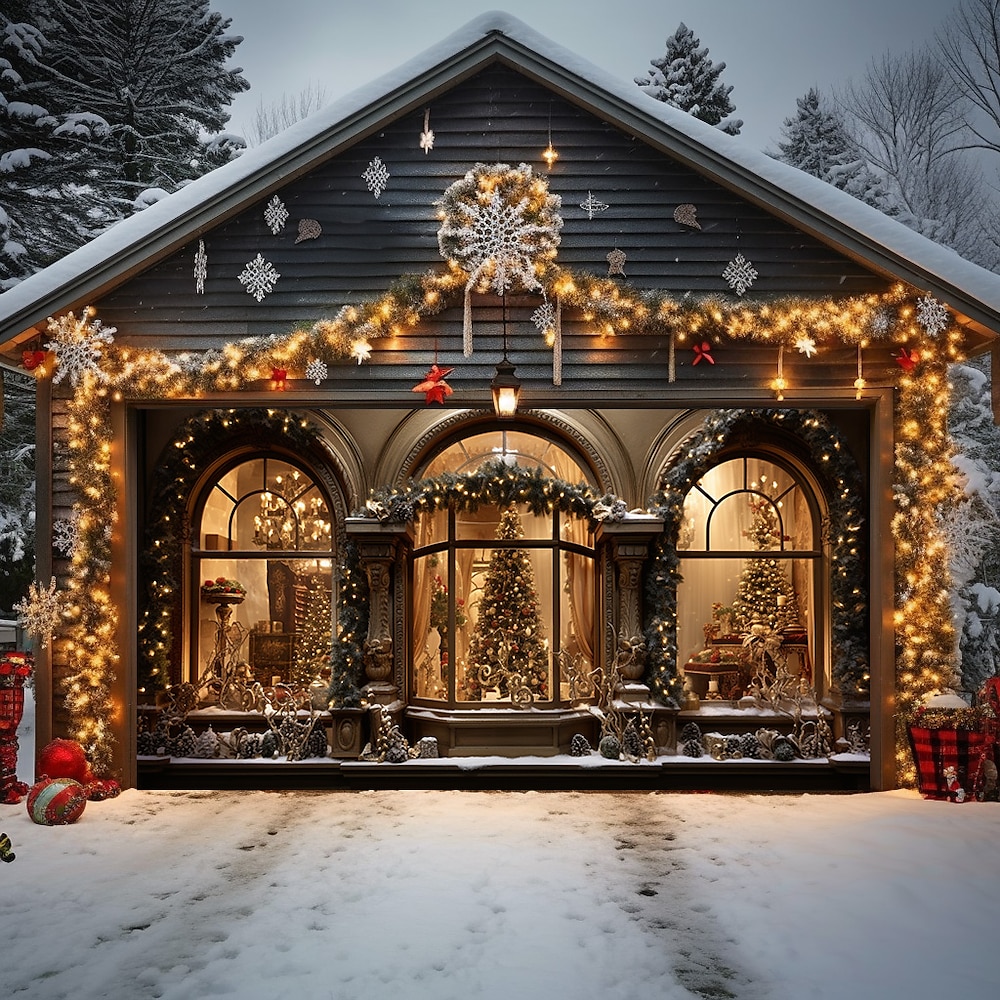 Weihnachtstürdekorationen für den Außenbereich, Garagentorabdeckung, Fensteransicht, Weihnachtstürbanner, Party, große Türwand, Hintergrunddekoration für den Urlaub, Wanddekorationen für Zuhause Lightinthebox