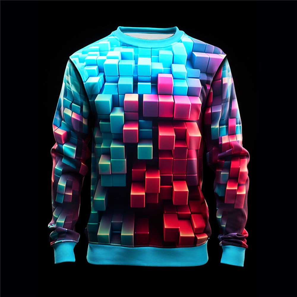 Herren Graphic Geometrisch Sweatshirts Pullover Sweatshirt Langarm Sweatshirt Rundhalsausschnitt Modisch Täglich Brautkleider schlicht 3D-Druck Urlaub Festtage Ausgehen Bedruckt Frühling Herbst Lightinthebox