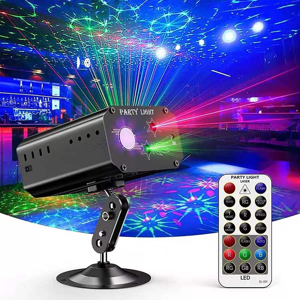 Party-Lichter, DJ-Disco-Lichter, Strobe-Bühnenlicht, klangaktivierter Laserlicht-Projektor mit Fernbedienung für Partys, Bar, Geburtstag, Hochzeit, Urlaub, Event, Live-Show, Weihnachtsdekorationen, Lightinthebox