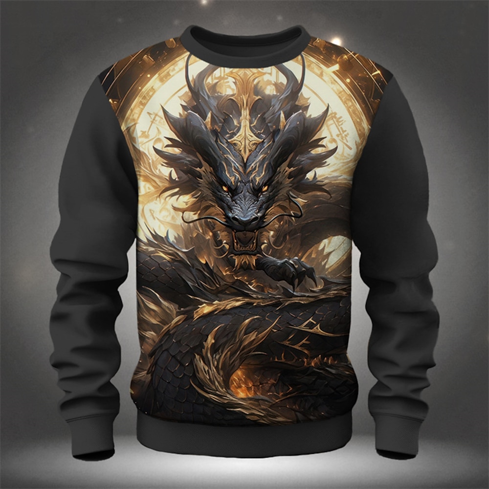 Herren Graphic Drache Sweatshirts Pullover Sweatshirt Langarm Sweatshirt Rundhalsausschnitt Modisch Täglich Brautkleider schlicht 3D-Druck Urlaub Festtage Ausgehen Bedruckt Frühling Herbst Lightinthebox