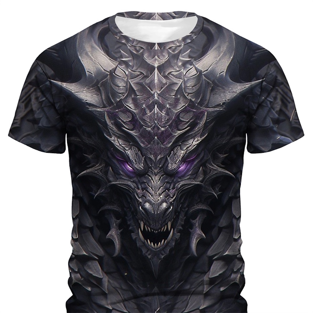 Herren Graphic Drache T Shirt Kurzarm T-Shirt 3D-Druck Rundhalsausschnitt Hemd Täglich Designer Retro Vintage Sports Outdoor Festtage Ausgehen Gelb Blau Purpur Frühling Sommer Bekleidung S M L XL 2XL Lightinthebox