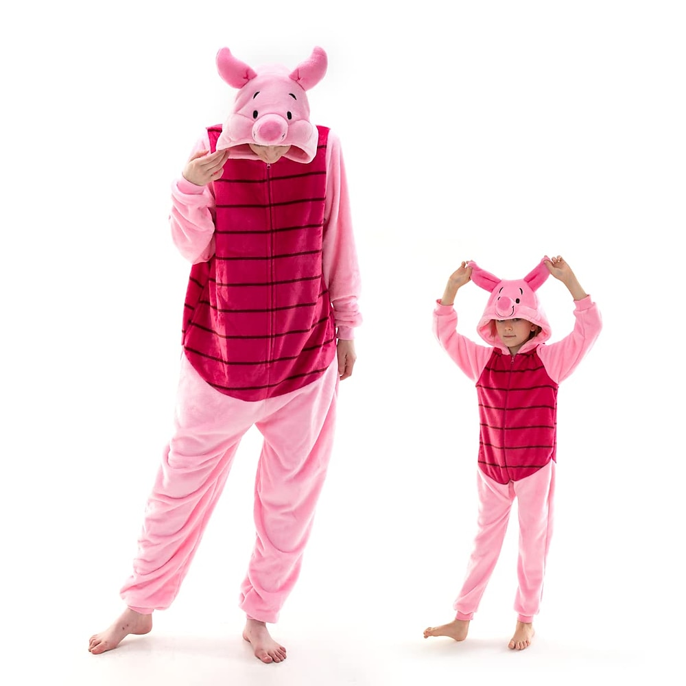 Kinder Erwachsene Karikatur Patchwork Gruppenkostüm Nachtwäsche Pyjamas-Einteiler Faschingskostüme Schweinchen / Schwein Tier Pyjamas-Einteiler Kigurumi-Pyjamas Lustiges Kostüm Für Herren und Damen Lightinthebox