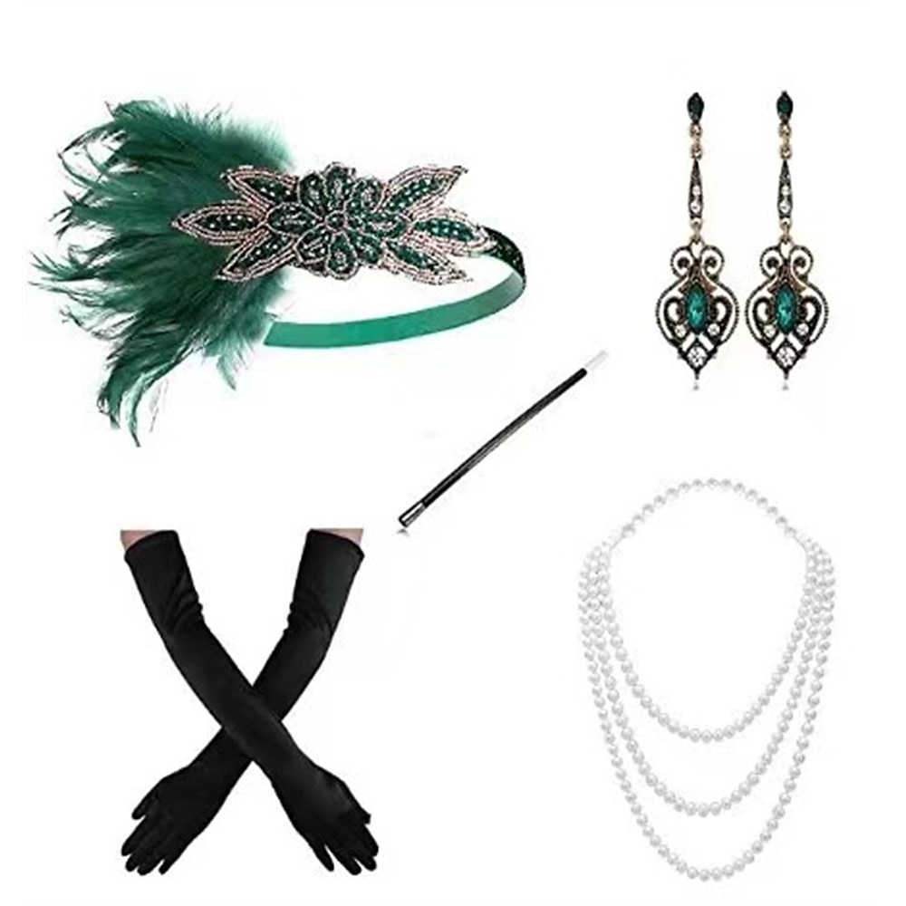 Kopfbedeckung Halskette Ohrring Austattungen Flapper Stirnband Retro Vintage 1920s Aleación Für Der große Gatsby Cosplay Karneval Damen Modeschmuck Modeschmuck Lightinthebox