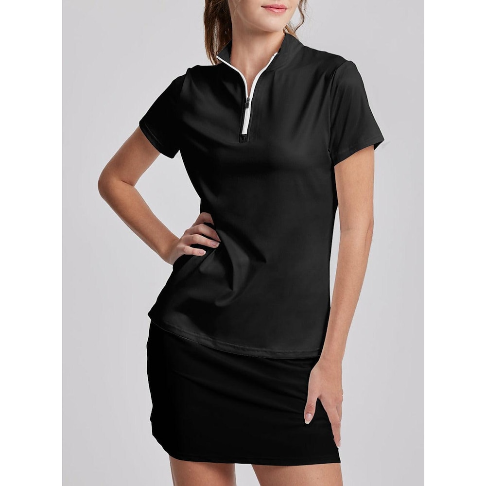 Damen poloshirt Schwarz Weiß Kurzarm Sonnenschutz Shirt Damen-Golfkleidung, Kleidung, Outfits, Kleidung Lightinthebox