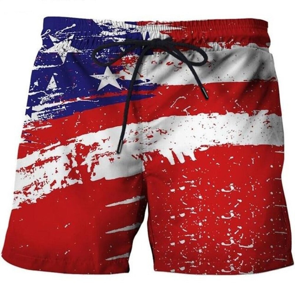 Herren Adler Amerikanische Flagge Boardshorts Badeshorts Badehose Schwimmshorts Bademode Mittlere Taillenlinie Hawaiianisch Brautkleider schlicht Festtage Strand Kordelzug mit Mesh-Futter Elastische Lightinthebox