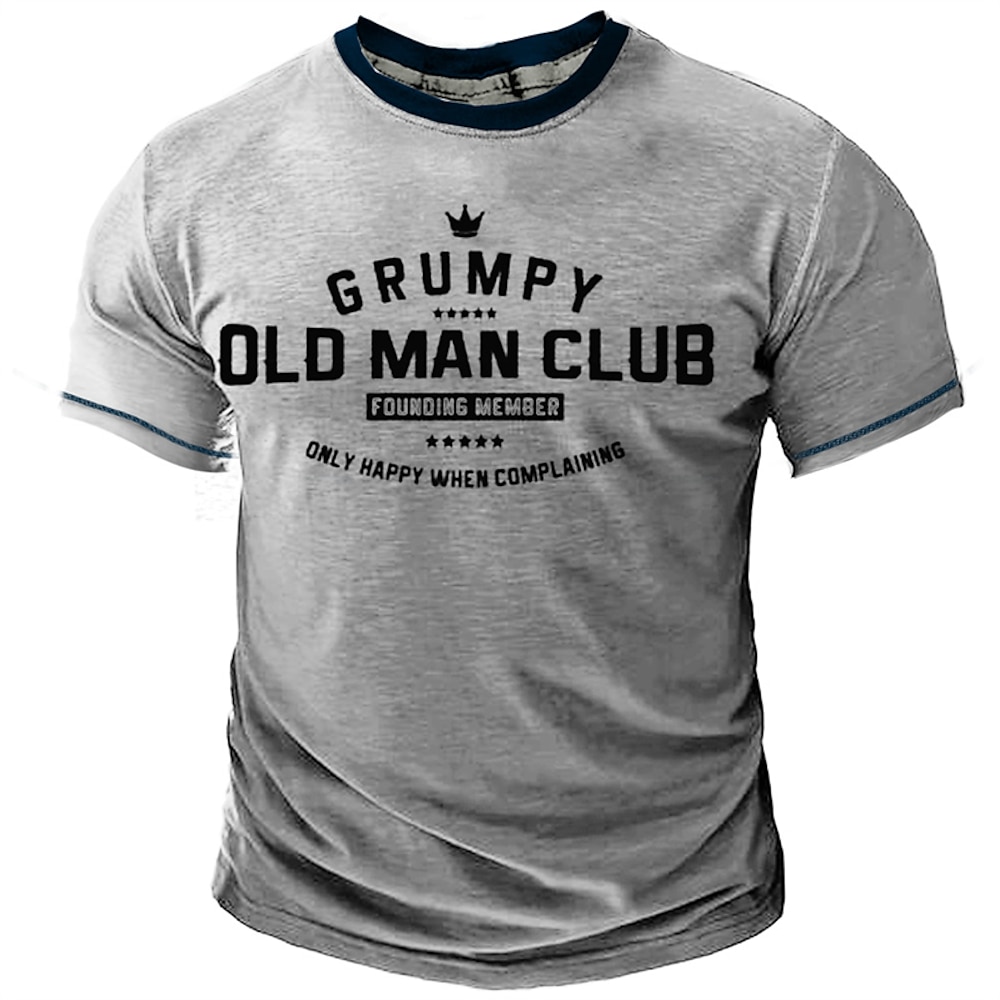 Herren Graphic Buchstabe Old Man T Shirt Kurzarm T-Shirt 3D-Druck Rundhalsausschnitt Hemd Täglich Designer Retro Vintage Sports Outdoor Festtage Ausgehen Marineblau Hellgrau Armeegrün Frühling Sommer Lightinthebox