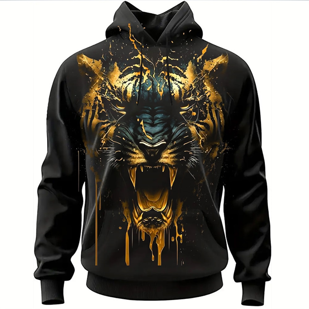 Herren Graphic Tier Hoodie Sweatshirt Kapuze Hoodies Pullover Hoodie Sweatshirt Kapuze Langarm Sweatshirt mit Kapuze Mit Kapuze Modisch 3D-Druck Sports Outdoor Festtage Urlaub Schwarz Braun Bedruckt Lightinthebox