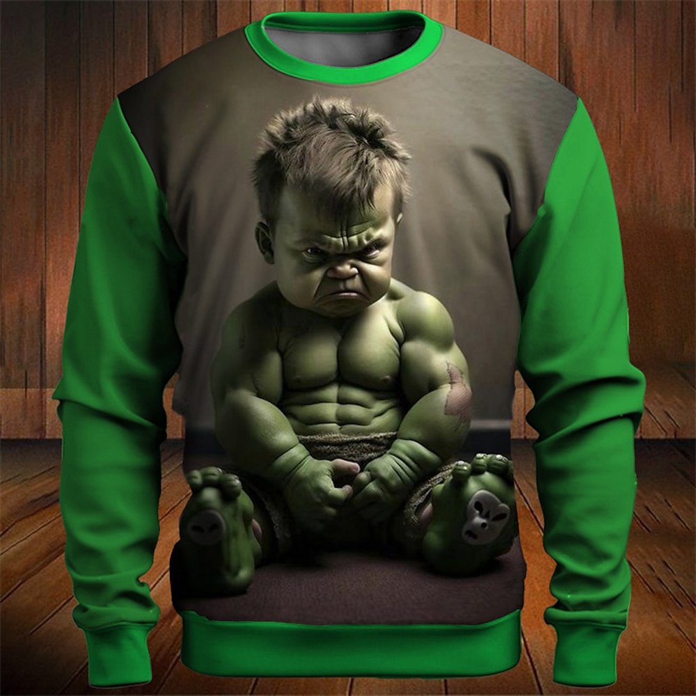 Herren Graphic Karikatur Farbblock Sweatshirts Pullover Sweatshirt Langarm Sweatshirt Rundhalsausschnitt Modisch Täglich Brautkleider schlicht 3D-Druck Festtage Urlaub Ausgehen Bedruckt Frühling Lightinthebox