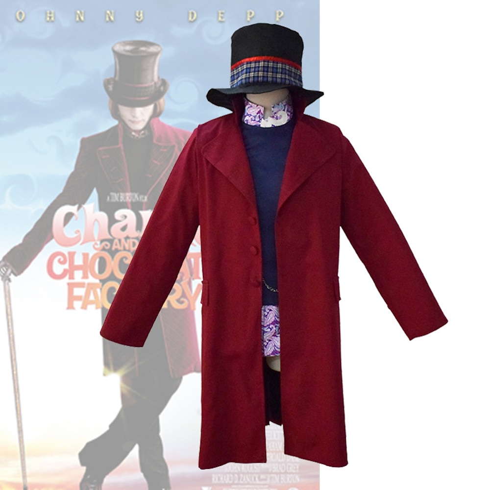 Charlie und die Schokoladenfabrik Wonka Willy Wonka Mantel Cosplay Kostüm Mützen Herren Film Cosplay Cosplay Karneval Maskerade Lightinthebox