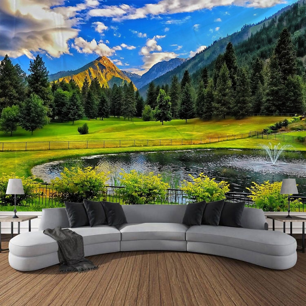 Landschaft Berg hängende Wandteppich Kunst große Wandteppich Wanddekor Foto Hintergrund Decke Vorhang Zuhause Schlafzimmer Wohnzimmer Dekoration Wandtuch XXL Natur Lightinthebox