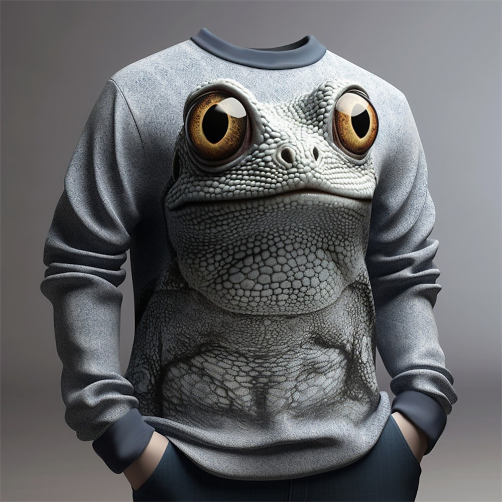 Herren Graphic Frosch Sweatshirts Pullover Sweatshirt Langarm Sweatshirt Rundhalsausschnitt Modisch Täglich Brautkleider schlicht 3D-Druck Urlaub Festtage Ausgehen Bedruckt Frühling Herbst Lightinthebox