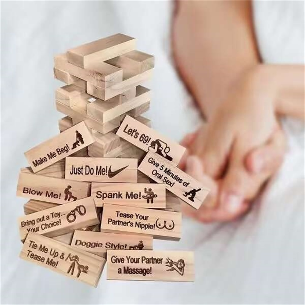 Blockturm-Jenga-Spiel, Pärchen-Dating, Blockturm-Stapelspiel, Teddy-Tag, Valentinstag, Weihnachtsgeschenke Lightinthebox