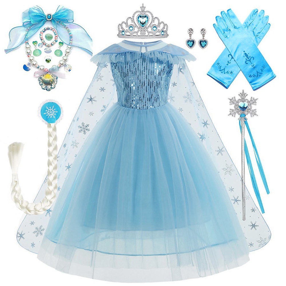 Frozen Märchen Prinzessin Elsa Blumenmädchen Kleid Motto-Party-Kostüm Tüll-Kleider Mädchen Film Cosplay Cosplay Karneval Maskerade Hochzeit kleid hochzeitsgast Lightinthebox