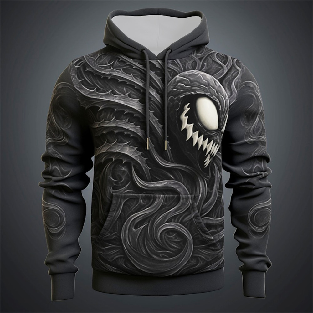 Herren Graphic Monster Hoodie Sweatshirt Kapuze Hoodies Pullover Hoodie Sweatshirt Kapuze Langarm Sweatshirt mit Kapuze Mit Kapuze Modisch 3D-Druck Sports Outdoor Festtage Urlaub Schwarzgrau Schwarz Lightinthebox