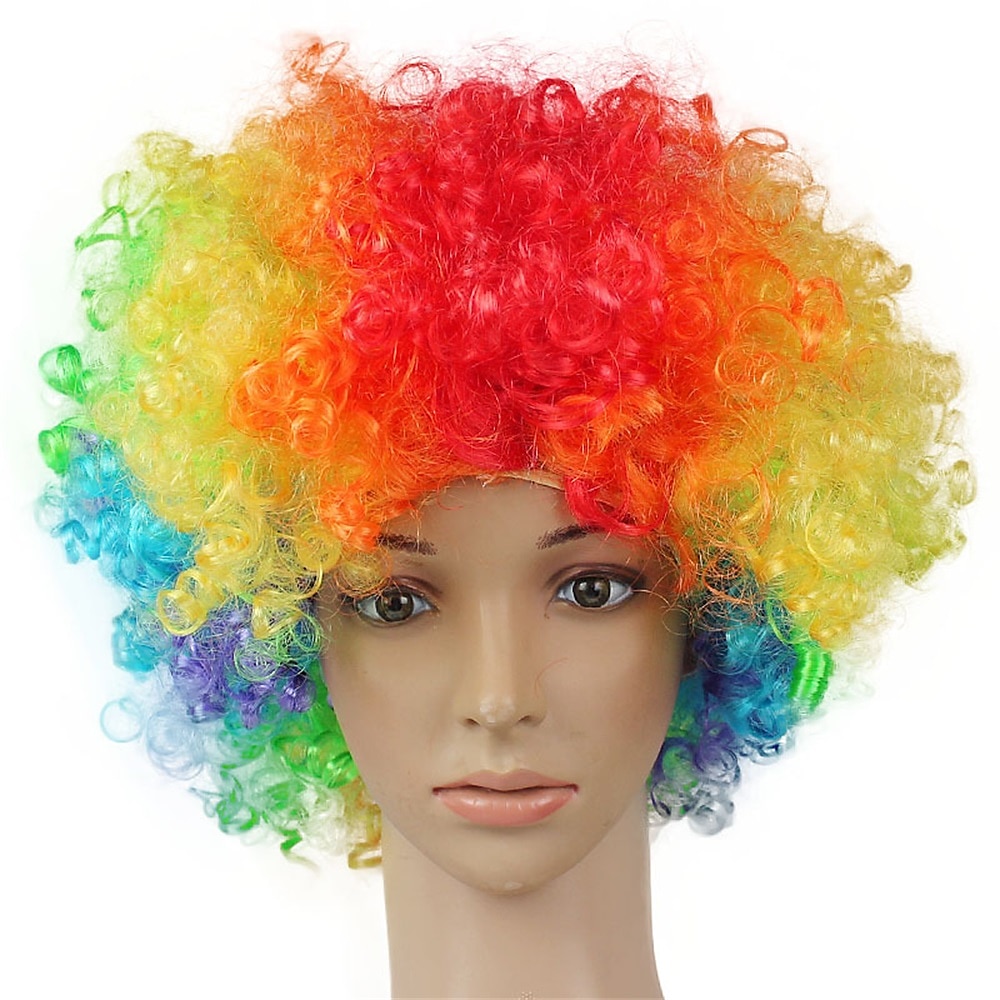 Regenbogen Clown Perücke Kostüm Zubehör kurze bunte Afro Haar Perücke für Kinder Frauen Männer Erwachsene 70er 80er Karnevalspartys Karnevalsrollen Lightinthebox