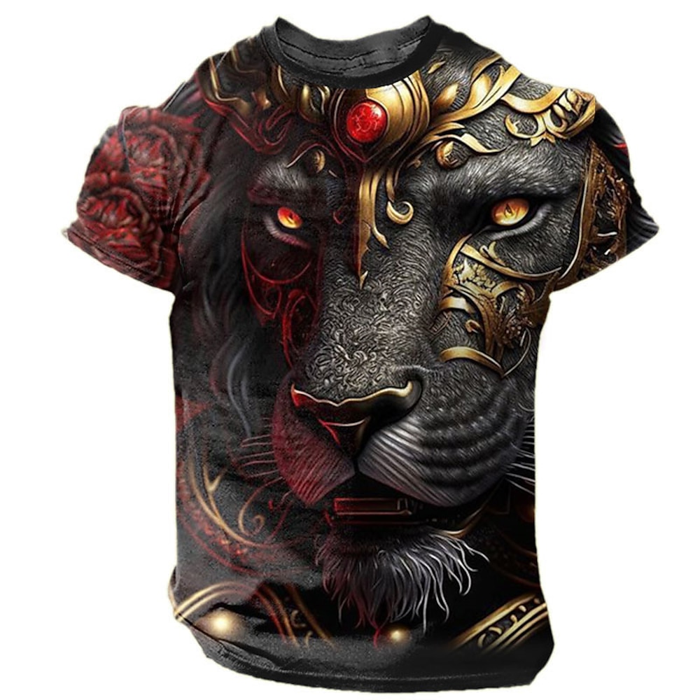 Herren Graphic Tier Tiger T Shirt Kurzarm T-Shirt 3D-Druck Rundhalsausschnitt Hemd Täglich Designer Retro Vintage Sports Outdoor Festtage Ausgehen Blau Rot Purpur Frühling Sommer Bekleidung S M L XL Lightinthebox