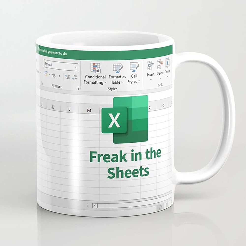 Excel-Kaffeetasse, lustige Geschenke für Frauen und Männer, Freak in the Sheets-Tasse, Geschenke für Chef, CPA, Freund, Kollegen, Buchhalter, weiße Keramik-Bürotasse, 300 ml Lightinthebox