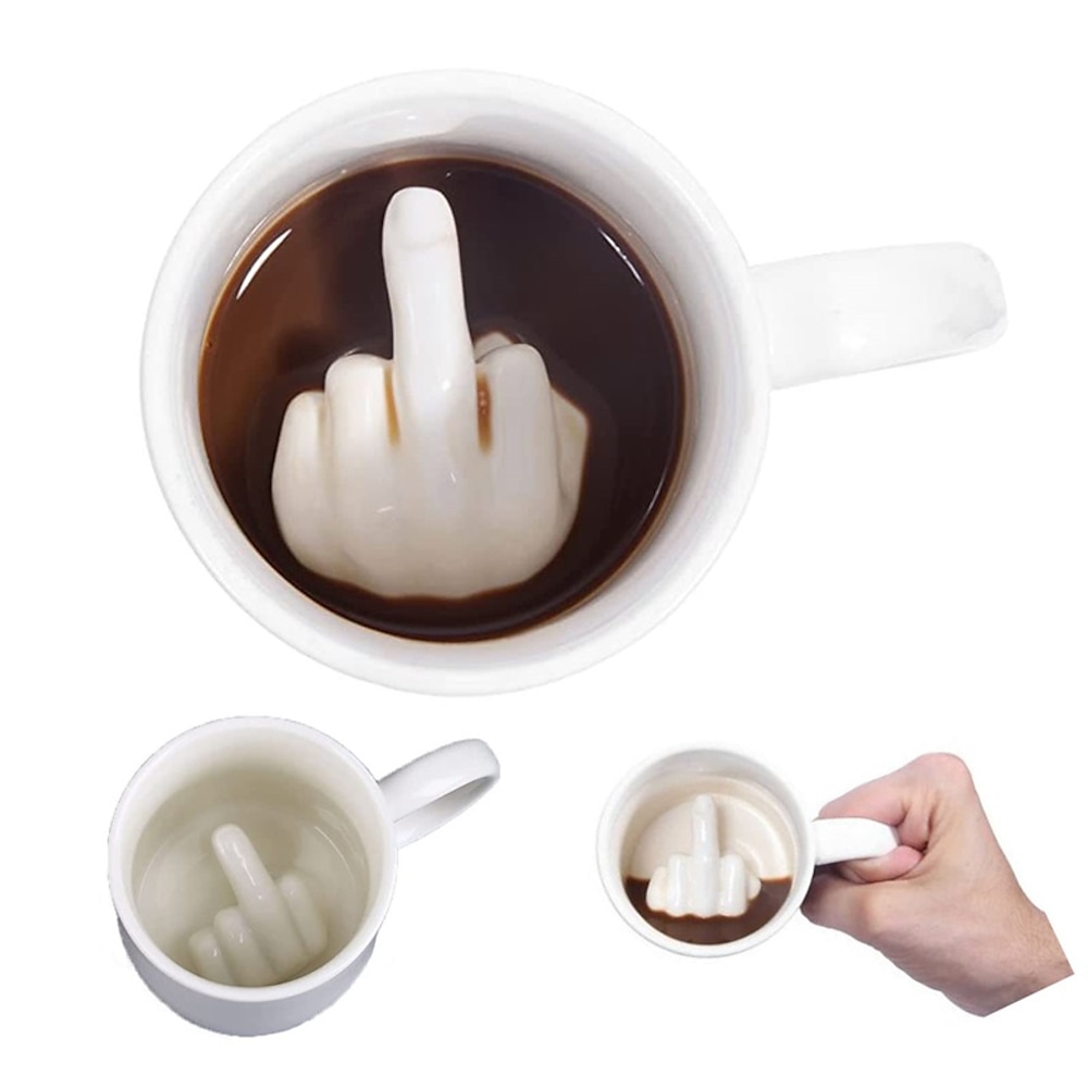 Keramik-Mittelfinger-Kaffeetasse, Mittelfinger-Kaffeetasse mit lustigem 3D-Mittelfinger im Inneren, das beste Geschenk zum Aprilscherz, Valentinstag, Geburtstag Lightinthebox