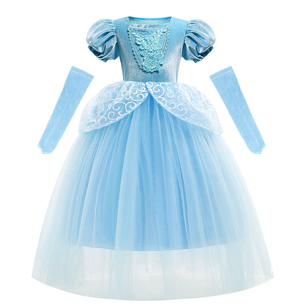 Prinzessin Aschenputtel Märchen Kleid Blumenmädchen Kleid Tüll-Kleider Mädchen Film Cosplay Kuschelig Kindertag Hochzeit kleid hochzeitsgast Lightinthebox