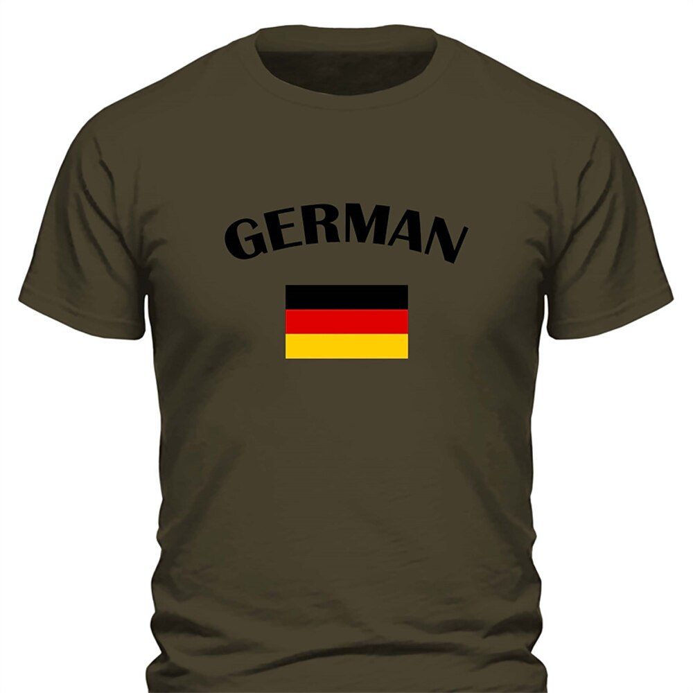 Herren Deutschland Nationalflagge T Shirt T-Shirt Baumwolle Kurzarm Grafik Hemd Schwarz Weiß Rote Bequemes T-Shirt Sports Outdoor Festtage Modedesigner-Kleidung Lightinthebox