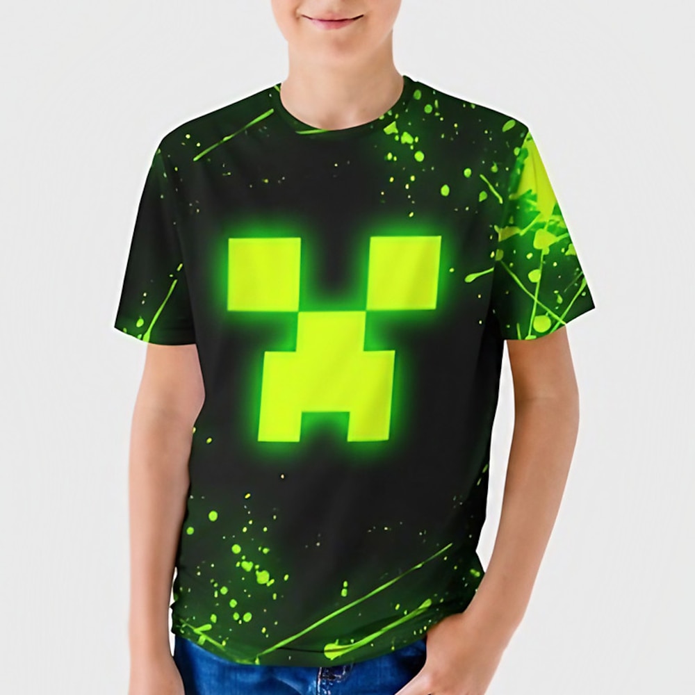 Jungen 3D Graphic Geometrisch T-Shirt Hemd Kurzarm 3D-Druck Sommer Aktiv Sport Modisch Polyester kinderkleidung 3-12 Jahre Rundhalsausschnitt Outdoor Casual Täglich Regular Fit Lightinthebox