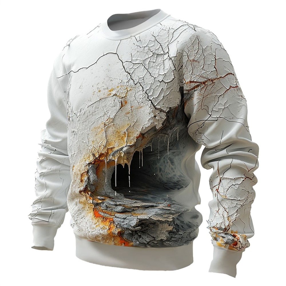 Herren Höhle Sweatshirts Sweatshirt Pullover Zur Seite fahren Langarm Sweatshirt Rundhalsausschnitt 3D Subkultur 3D-Druck Urlaub Festtage Ausgehen 3D-Druck Frühling Herbst Lightinthebox