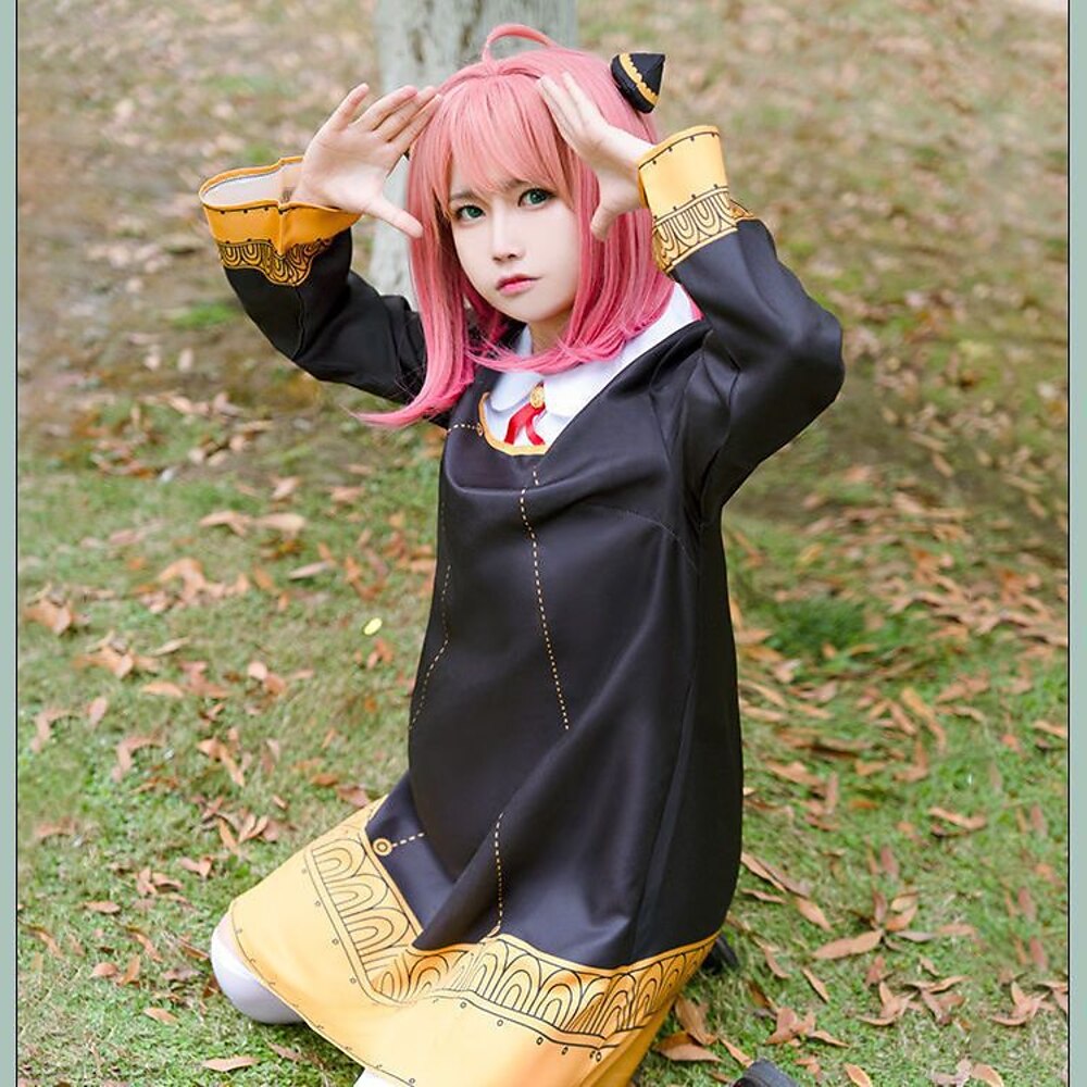 Inspiriert von Cosplay Anya Forger Anime Cosplay Kostüme Japanisch Halloween Cosplay-Anzüge Langarm Kleid Socken Kopfbedeckung Für Damen Mädchen Lightinthebox