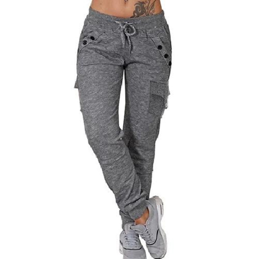 damen lässig / sportlich athleisure jogger jogginghose viele taschen elastisch kordelzug design lange hose freizeit sport wochenende schlicht komfort dunkelgrau 2xl Lightinthebox