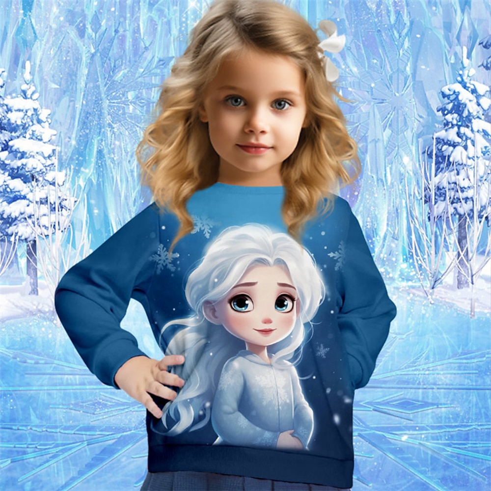 Mädchen 3D Karikatur Prinzessin Pullover Langarm 3D-Druck Frühling Herbst Modisch Strassenmode bezaubernd kinderkleidung 3-12 Jahre Rundhalsausschnitt Outdoor Casual Täglich Regular Fit Lightinthebox