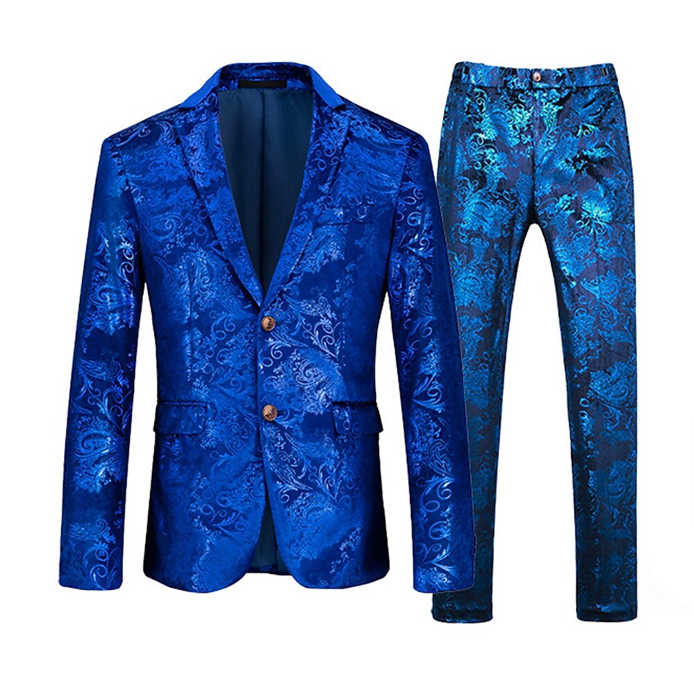 Retro Vintage 1980er Smoking Anzüge Blazer Blazer mit Reverskragen Trauzeugen Jacquard Umlegekragen Herren Maskerade Hochzeit Hochzeitsgast Halloween Erwachsene Mantel Hose Lightinthebox