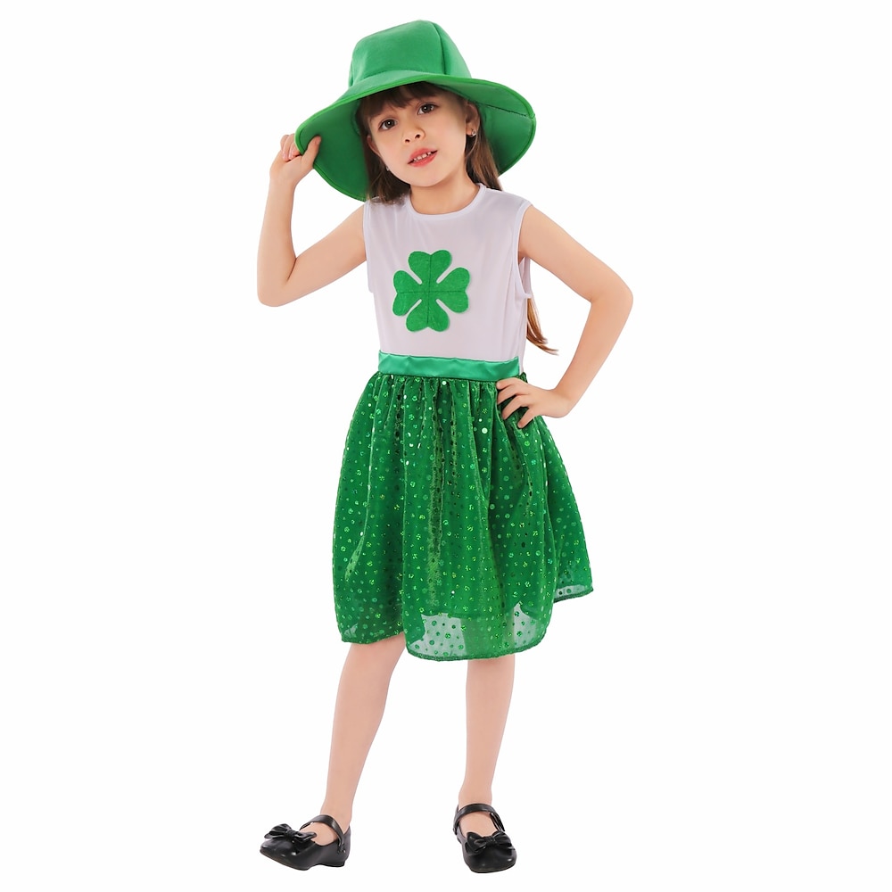 St. Patrick's Day Clover irisch Faschingskostüme Kleid Mützen Kinder Mädchen Cosplay Leistung Party Bühne Halloween Karneval St. Patricks Day Einfaches Karnevalskostüm Lightinthebox