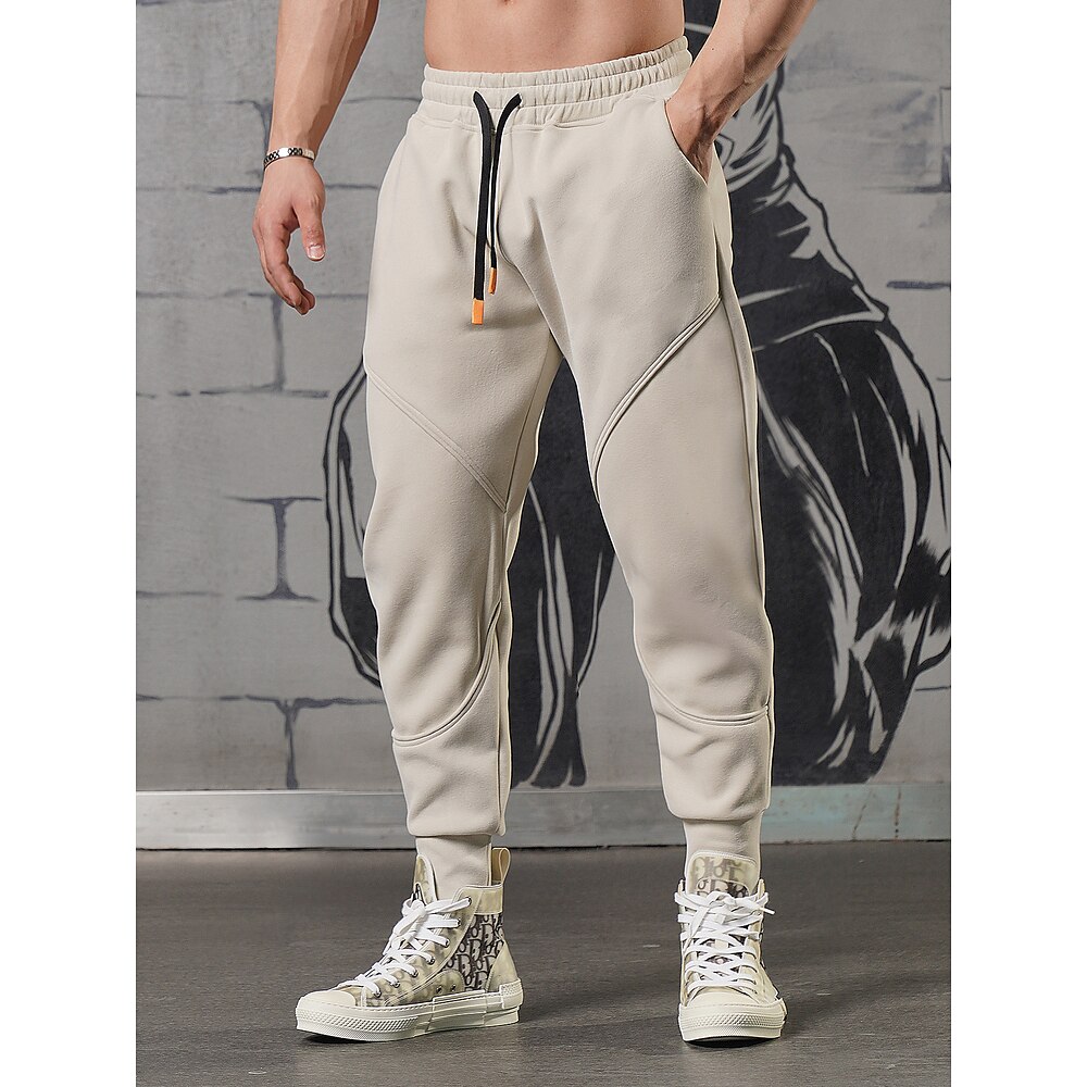 Herren Fleecehosen Jogginghose Trainingshose Jogginghose Jogger Hose Hosen Kordelzug Elastische Taille Elastischer Ärmelbund Glatt Komfort Atmungsaktiv Casual Täglich Festtage Sport Modisch Schwarz Lightinthebox