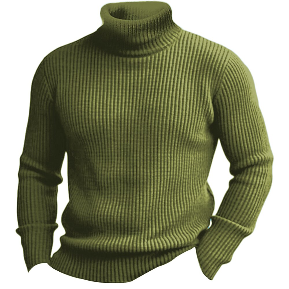 Weihnachtspullover, Herrenpullover, Pullover, Strickpullover, Rippstrick, normal, schlicht, Rollkragen, warm halten, modern, zeitgenössisch, Alltagskleidung, Ausgehen, Kleidung, Herbst, Winter, Schwarzwein Lightinthebox