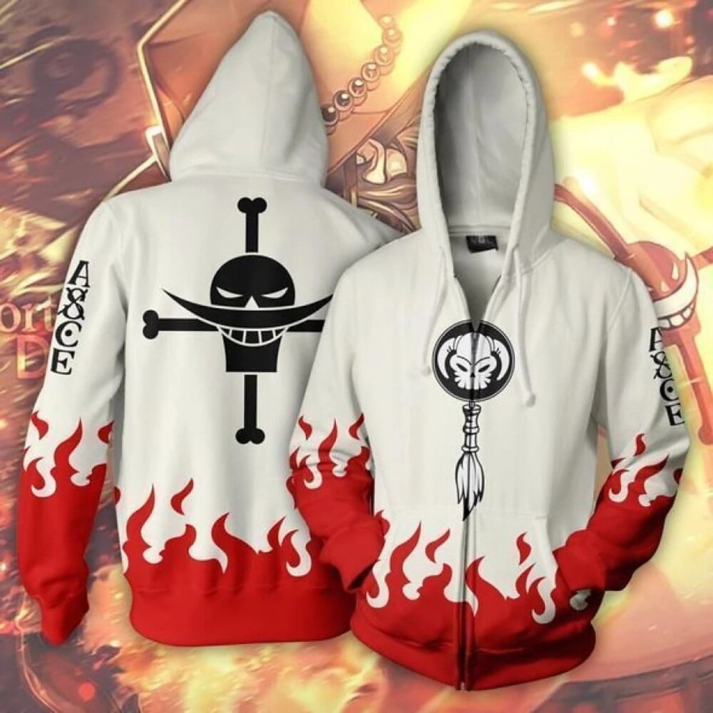 One Piece Oberbekleidung Hoodie mit Reißverschluss Anime 3D Vordertasche Grafik Für Paar Herren Damen Erwachsene Karneval Maskerade 3D-Druck Party Casual Lightinthebox