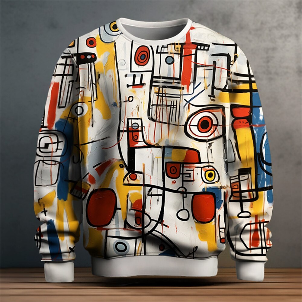 Herren Graffiti Sweatshirts Sweatshirt Pullover Zur Seite fahren Langarm Sweatshirt Rundhalsausschnitt Modisch Täglich Brautkleider schlicht 3D-Druck Ausgehen Strassenmode 3D-Druck Frühling Herbst Lightinthebox