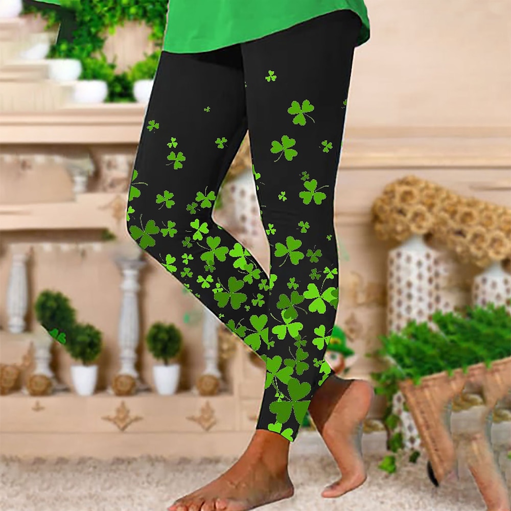 st. Patrick's Day Shamrock Irish Leggings Print Grafikhose für Damen und Erwachsene, 3D-Druck, 100 % Polyester, Yoga-Festival Lightinthebox