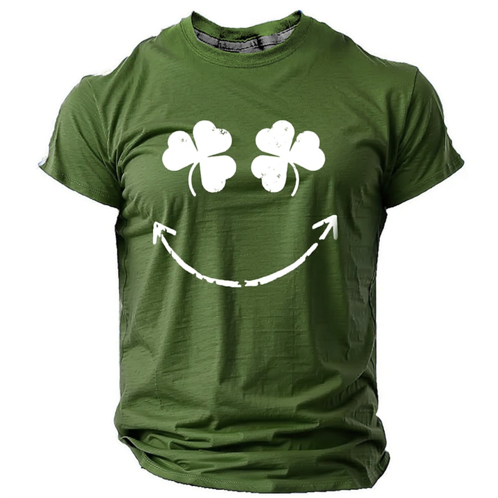 St. Patrick Herren Graphic Kleeblatt Lächelndes Gesicht Glückliche Iren T Shirt Kurzarm T-Shirt 3D-Druck Rundhalsausschnitt Hemd Täglich Designer Brautkleider schlicht Sports Outdoor Festtage Ausgehen Lightinthebox